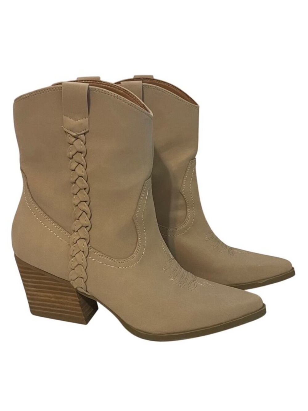 Dolce Vita Koolson Western Cowboy Boots Pull On Stacked Heel Women's US 8 Tan
